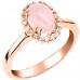 Ροζέτα οβάλ ροζ χρυσό δαχτυλίδι Κ14 με χαλαζία